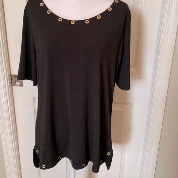 Carolyn Taylor Tops - Carolyn Taylor Black  w/Silver Grommets L